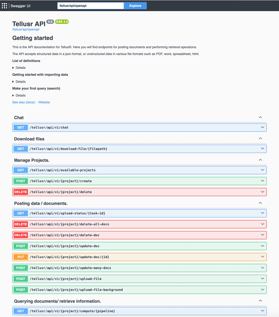 TellusR for developers – API and platform modules